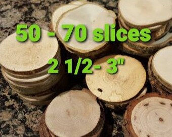 Rodajas de madera (más de 50) etiquetas de regalo grandes / recuerdos de boda rústicos con número de mesa, nombre reservado / etiqueta de madera, etiqueta de identificación, boleto, rodajas de rama de árbol