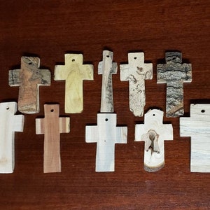 Wooden Crosses Set of 10 3-4" | Rustic Wood Ornament Gift favors | Wedding Christening Confirmation communion presents | funeral keepsake