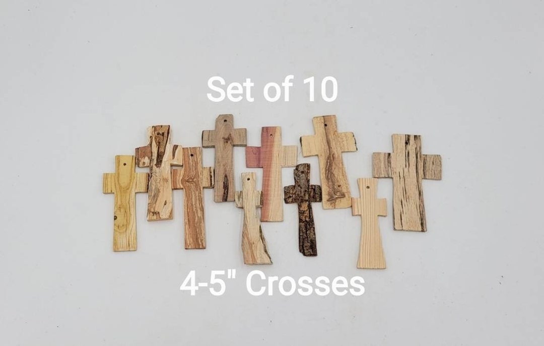 Wood Cross Ornaments 45 in Set of 510 Rustic Wooden Wedding