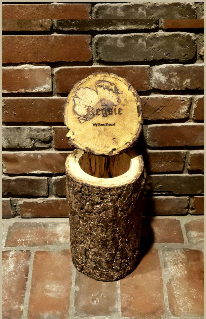 Log urn custom keepsake box unique live edge hollowed tree personalized engraved gift rustic storage hideaway heart ornament imagem 7