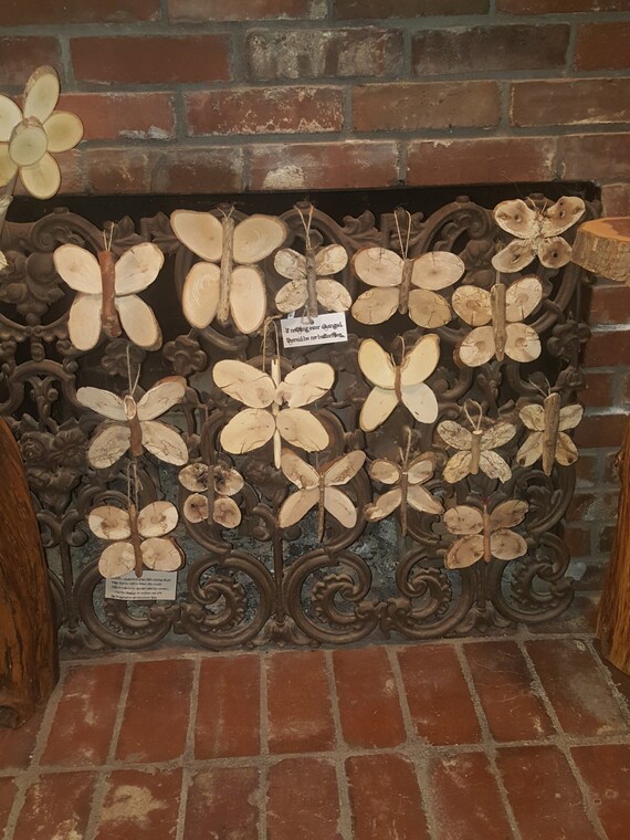 Wooden Butterfly W Engraved Wood Slice Tree Branch Slice Etsy