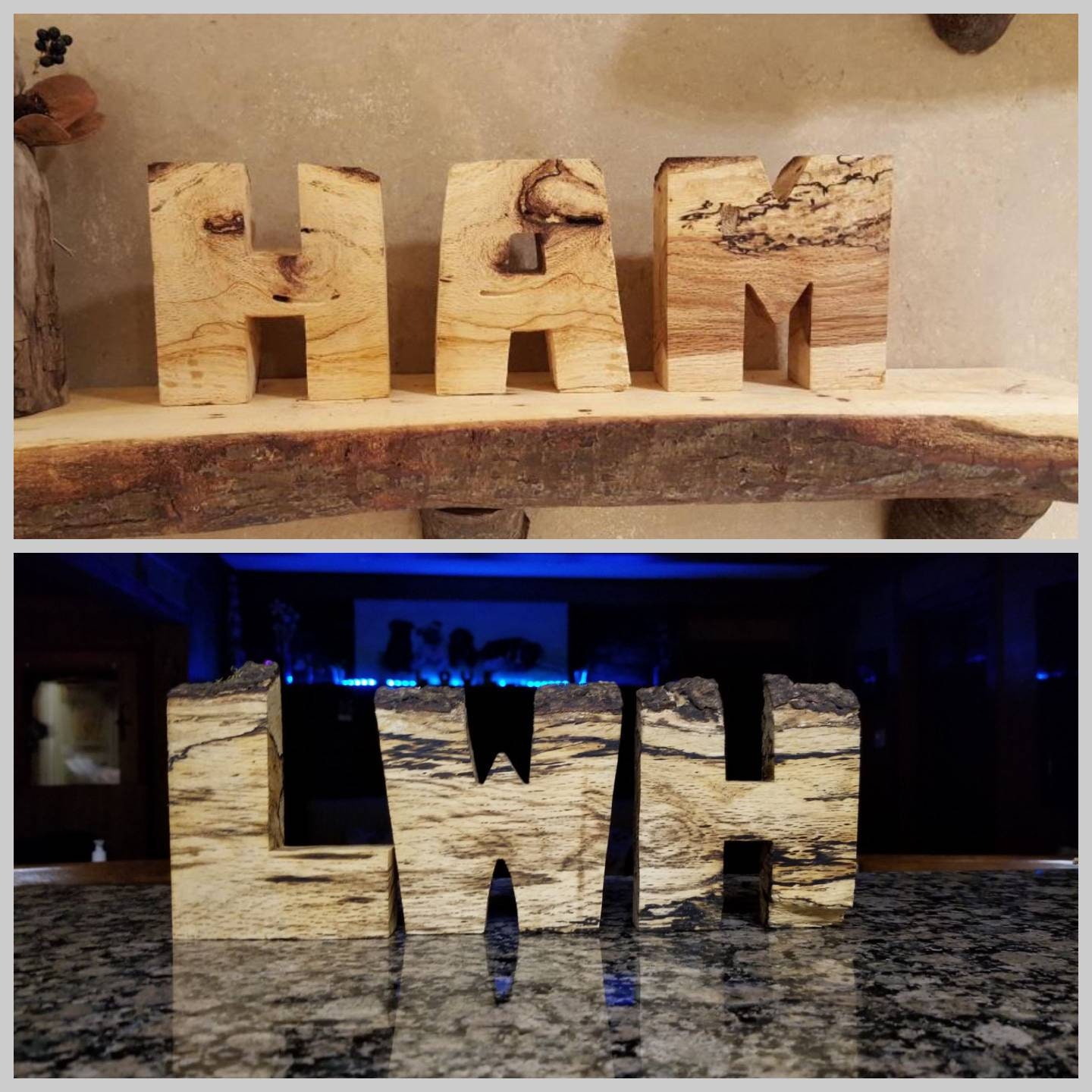 Standing Wood Letters Rustic Custom Live Edge Wooden Word or - Etsy