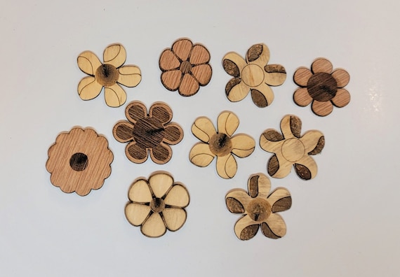 150 Fiori In Legno Naturali Per Decorazioni Fai Da Te | 3 Dimensioni, 6 Forme Con Foro Per Appendere | Ideali Per Matrimoni E Festività - 4