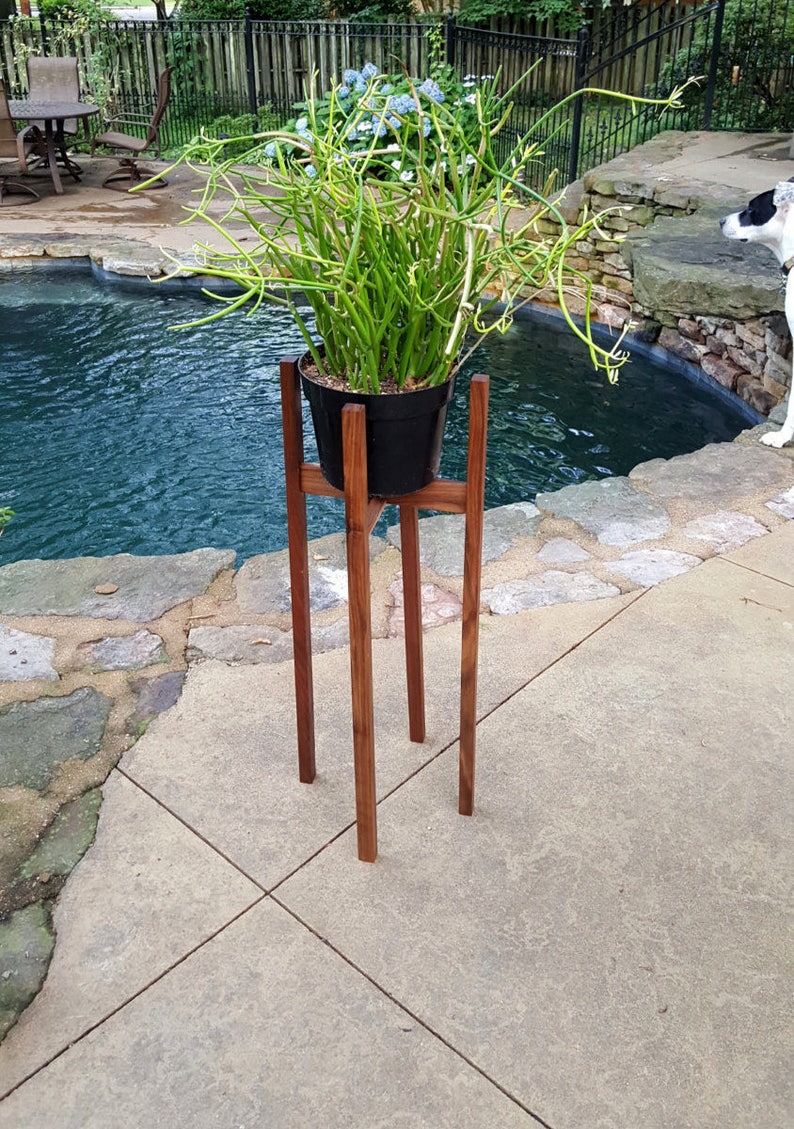 Plant Stand Tall wide made of Solid Walnut or Cherry Mid