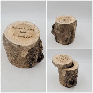 Log urn custom keepsake box unique live edge hollowed tree personalized engraved gift rustic storage hideaway heart ornament imagem 10