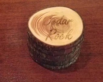 Set di 4 sottobicchieri per albero di Natale in legno naturale