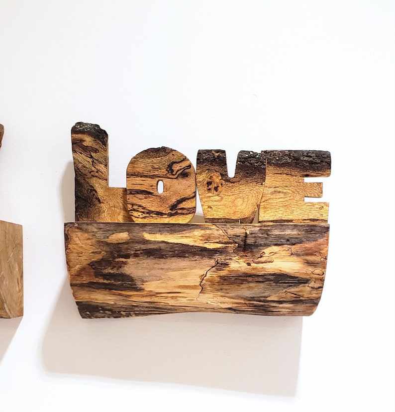 Standing LOVE Letters Wooden Word Art Hand Cut Live Edge Etsy