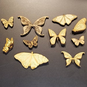Assorted Wood butterflies 3D laser cut set of 10 | engraved wooden monarch Butterfly  designs | Craft project art accessories party decor