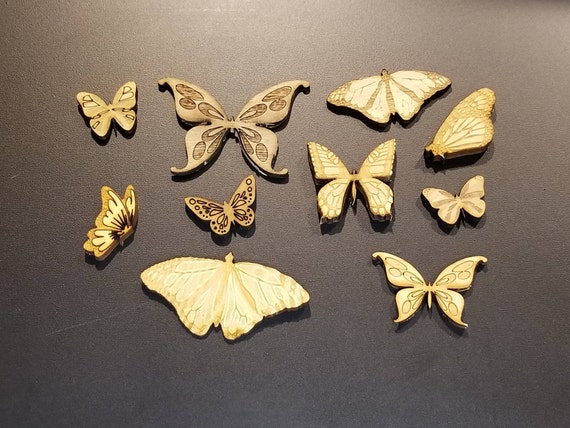 Download Assorted Wood Butterflies 3d Laser Cut Set Of 10 Engraved Etsy