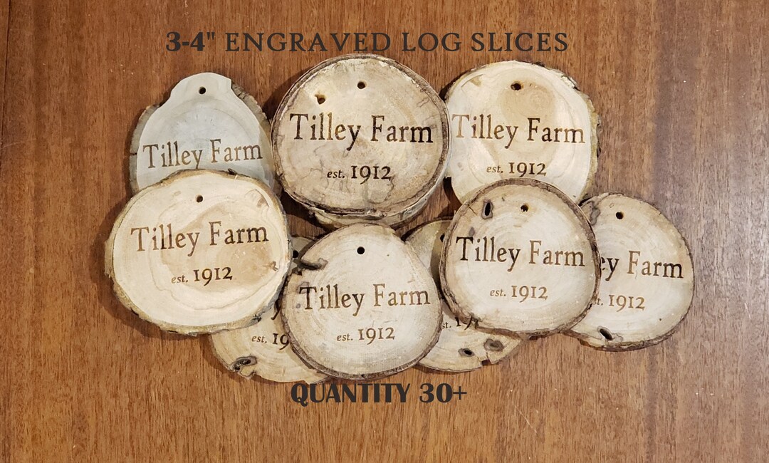 Custom Engraved Log Slice 3-4in | Personalized Wood Slice Ornaments ...