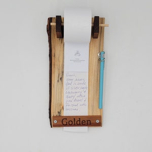 Wooden roll pad holder Wall mounted TO DO shopping list - optional personalized engraving memo message notepad gift for him or her