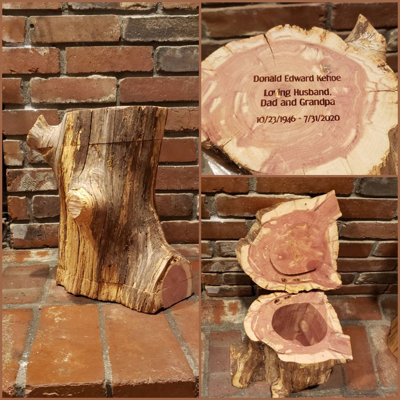 Log urn custom keepsake box unique live edge hollowed tree personalized engraved gift rustic storage hideaway heart ornament imagem 4
