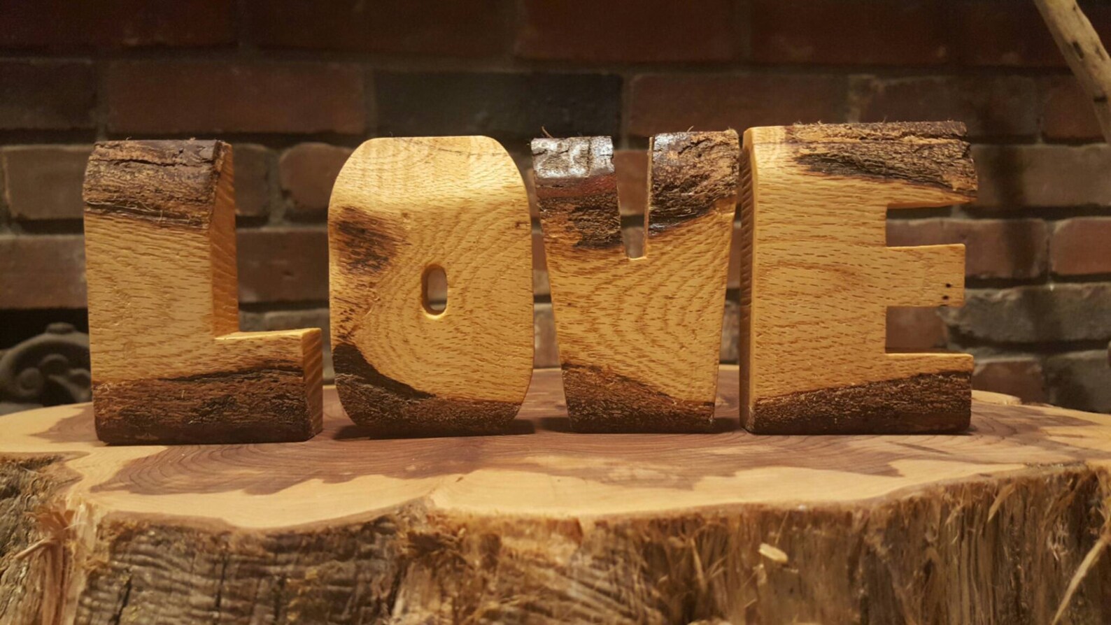 Standing LOVE Letters Wooden Word Art Hand Cut Live Edge Etsy