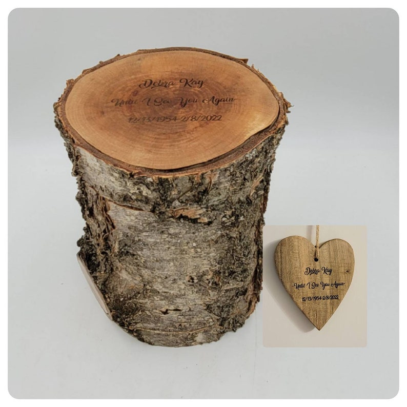 Log urn custom keepsake box unique live edge hollowed tree personalized engraved gift rustic storage hideaway heart ornament imagem 2