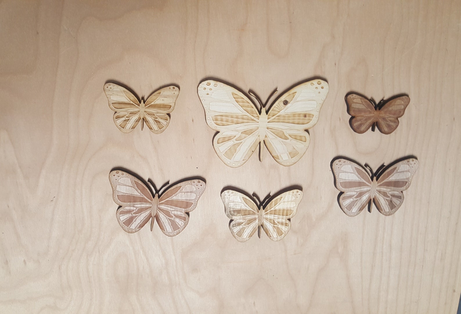 Assorted Wood Butterflies 3D Laser Cut Set of 10 Engraved Etsy UK