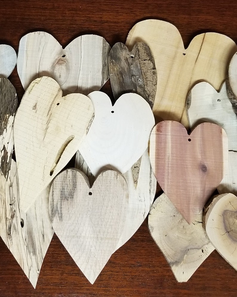 Rustic Wood Heart Ornaments 510 LRG Keepsake Gift Favors Etsy
