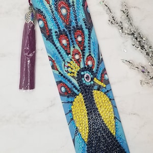 Blue Peacock Leather Bookmark