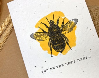 You're The Bees Knees Card. Blank Greetings Card For Loved Ones Friend Mom Mum Dad. Wildflower Seed Card. Plantable Eco Bee Kind Flower Card