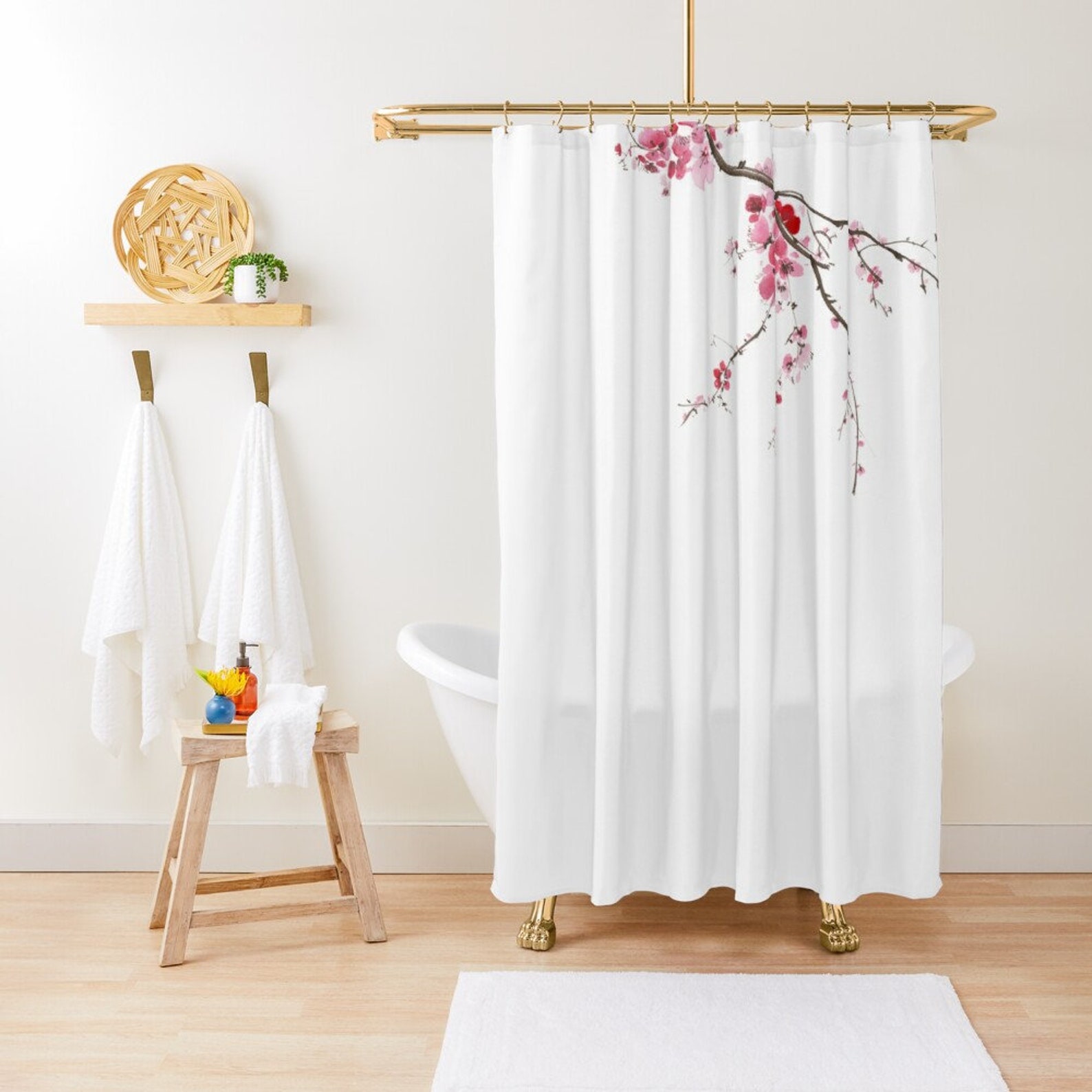 Cortina de ducha Zen decoración de baño sakura flores | Etsy