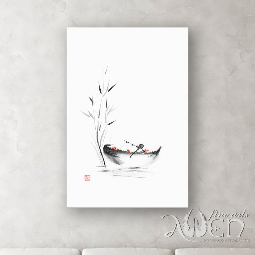 Zen Painting, Art Print, Japanese Wash Basin, Sumie Painting, Sumie