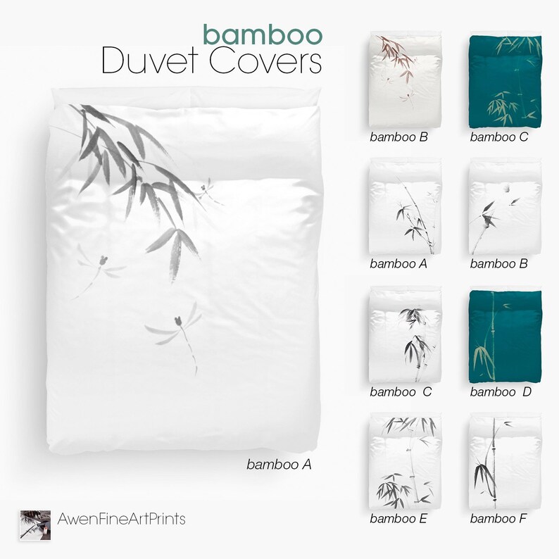 Unique Elegant Hand Painted Zen Sumi E Bamboo Designs Of Duvet Image 0