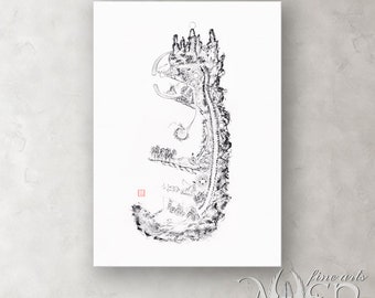 Nei Jing Tu chart, chart of inner landscape painting, Nei Jing Tu sumi-e painting, sumi-e painting, sumi-e paintings, art print, wall art