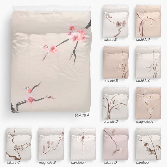 Duvet Cover Zen Duvet Cover Sakura Duvet Cover Bedroom Etsy