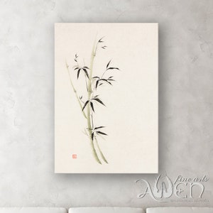 Bamboo painting, snowy, winter, Chinese brush, bamboo in snow, bamboo paintings, wall art, zen paintings, zen wall art, sumi-e