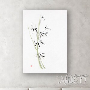 Bamboo painting, snowy, winter, Chinese brush, bamboo in snow, bamboo paintings, wall art, zen paintings, zen wall art, sumi-e