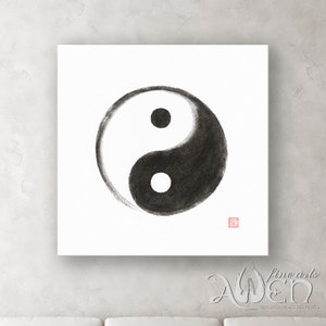 Yin-Yang Zen symbol sumi-e ink painting original asian style art wall art Daoist Chinese Taoist