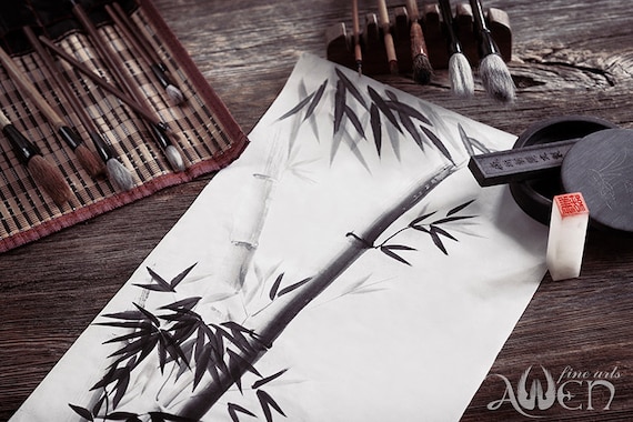 Cherry Blossom Chinese Brush Painting Set of Three Canvas Prints