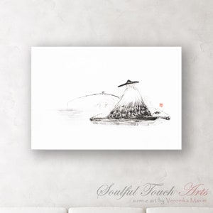 Old sage, Chinese, Lao Tzu, wise man, sumi-e ink art, wall, home decor, minimalist, Zen, asian, spiritual, Taoist, Taoism, art print