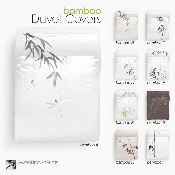 Unique Elegant Hand Painted Zen Sumi E Bamboo Designs Of Duvet Etsy