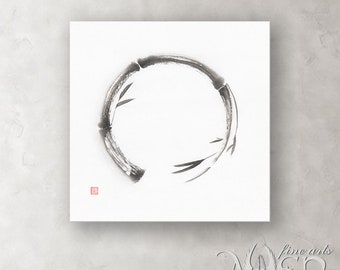 Enso Kreis Malerei, Bambus Malerei, Zen Kunst, Bambus Malerei, Wohnkultur, Zen, Bambus, Wandkunst, Zen Gemälde, Sumi-e Gemälde