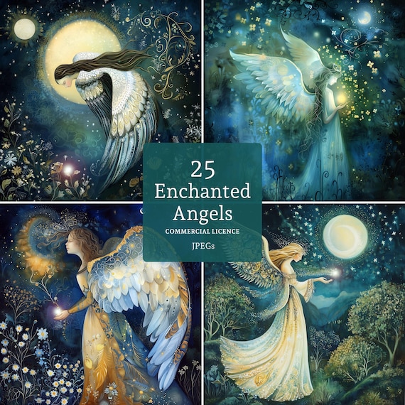 Enchanted Angel Clipart, 25 High Quality Jpgs, Spiritual Art