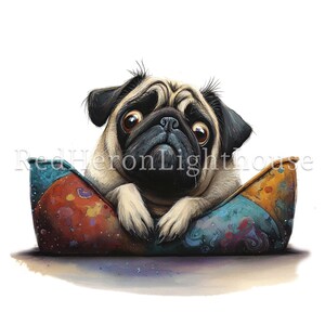 Funny Pug Clipart, Watercolour Quirky Dog Breed Clipart, 17 Pngs/jpgs ...