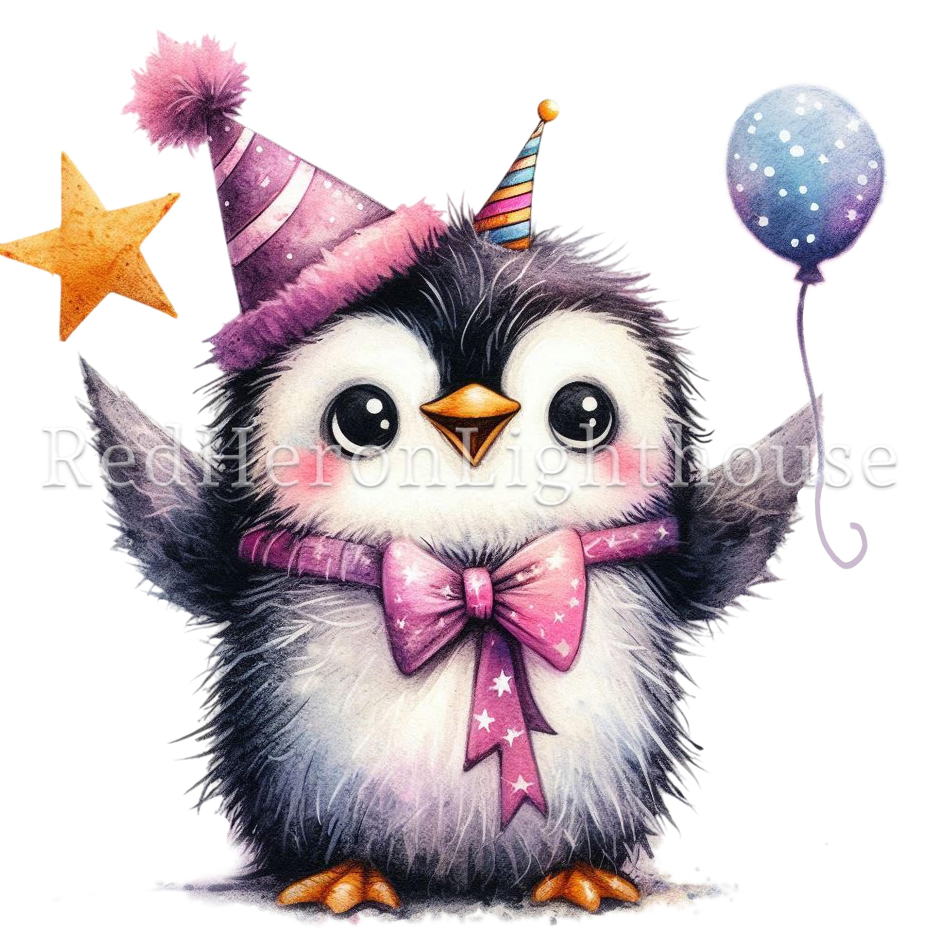 Birthday Penguin Clipart, 11 High Quality Pngs/jpgs, Whimsical
