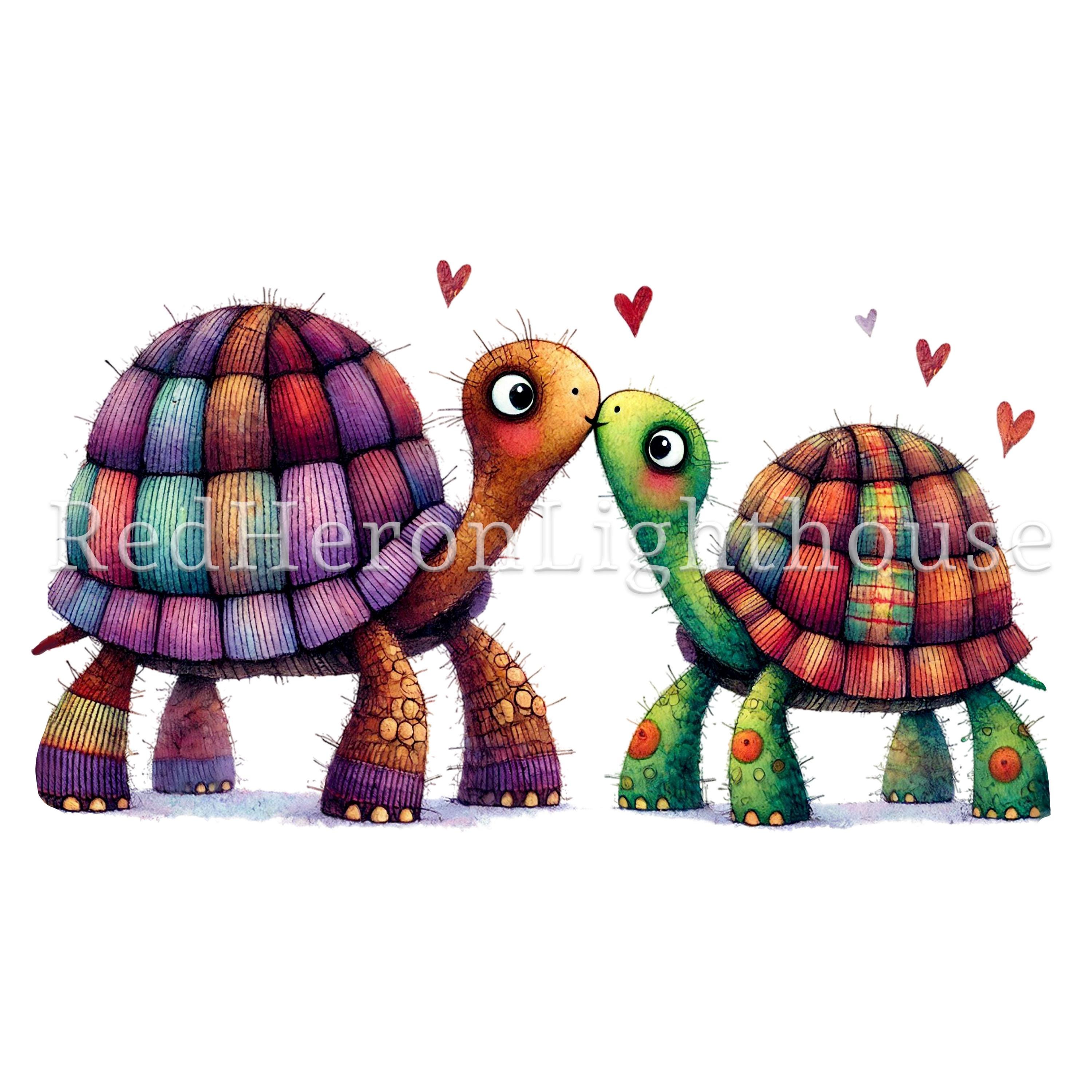 Love Heart Tortoise Clipart, 13 High Quality Pngs/jpgs, Whimsical ...