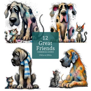 Dog And Cat Clipart, 12 High Quality PNGs/JPGs, Best Friend Images, Love and Friendship Crafting, Pet Lover Clipart, COMMERCIAL USE | AR1217