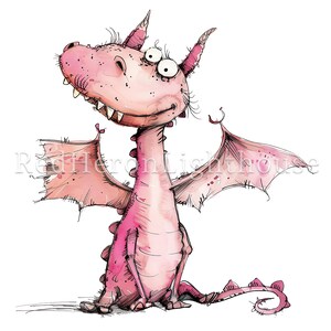 Funny Dragon Clipart, 12 High Quality PNGs/JPGs, Watercolour Whimsical Dragon Images, Paper & Digital Craft, Fantasy COMMERCIAL USE | BR0404 image 8