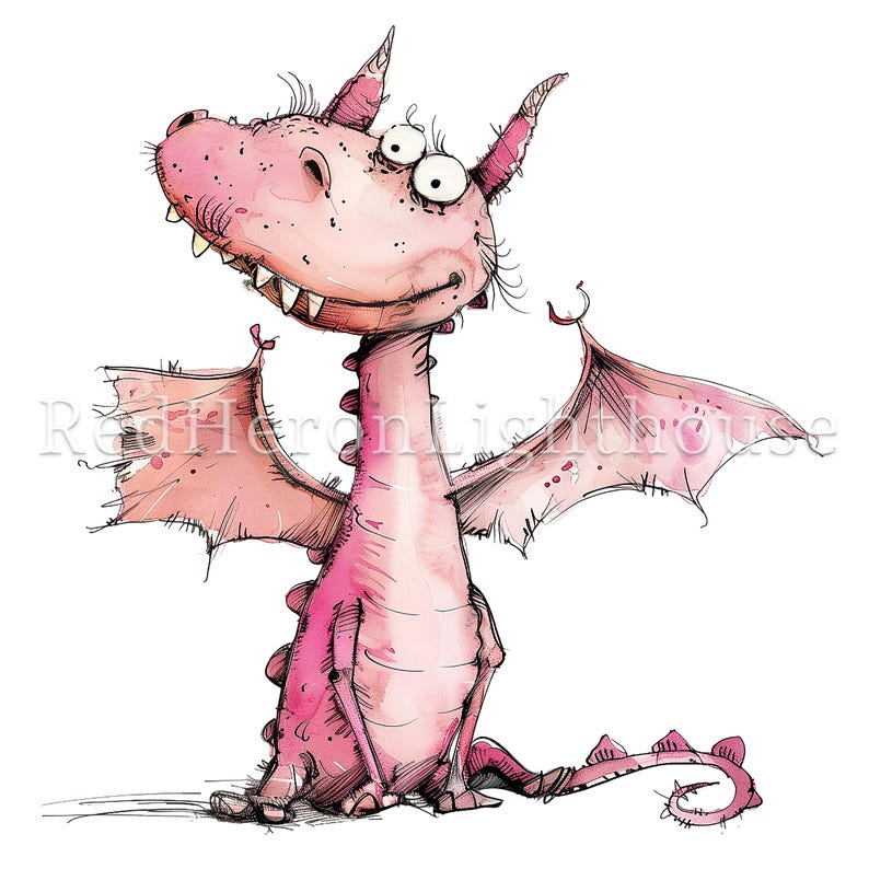 Funny Dragon Clipart, 12 High Quality PNGs/JPGs, Watercolour Whimsical Dragon Images, Paper & Digital Craft, Fantasy COMMERCIAL USE | BR0404 image 8