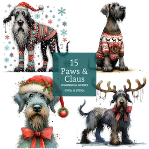 Big Dog Christmas Clipart, High Quality 15 PNGs/JPGs, Caricature Dogs, Festive Pet Images, Quirky Animal Clipart, COMMERCIAL USE | AR1015