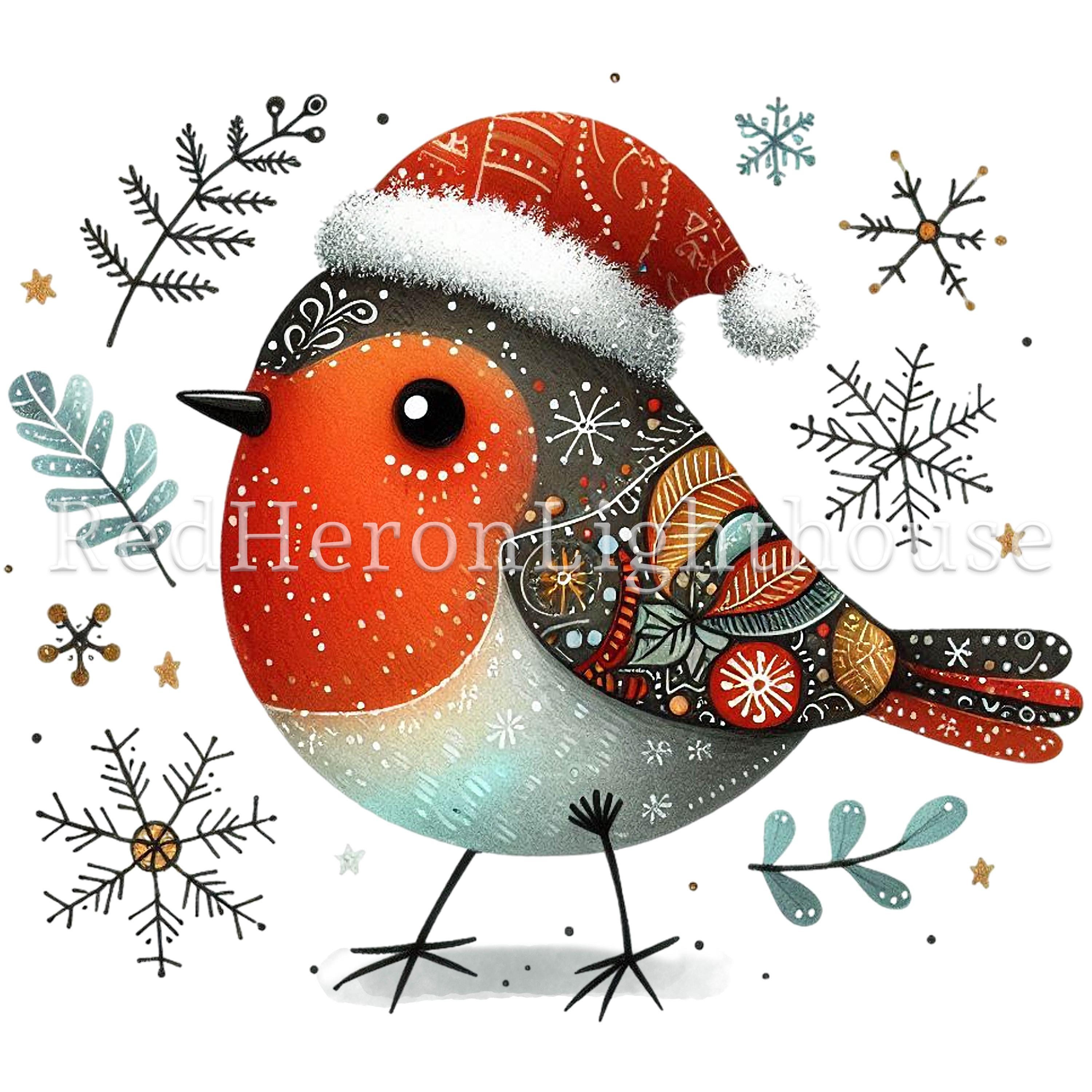 Cute Christmas Robin Clipart Set, 16 Pngs/jpgs, Festive Bird Ephemera ...
