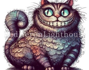 チェシャ猫のクリップアート、高品質PNG/JPG画像12枚、不思議の国の