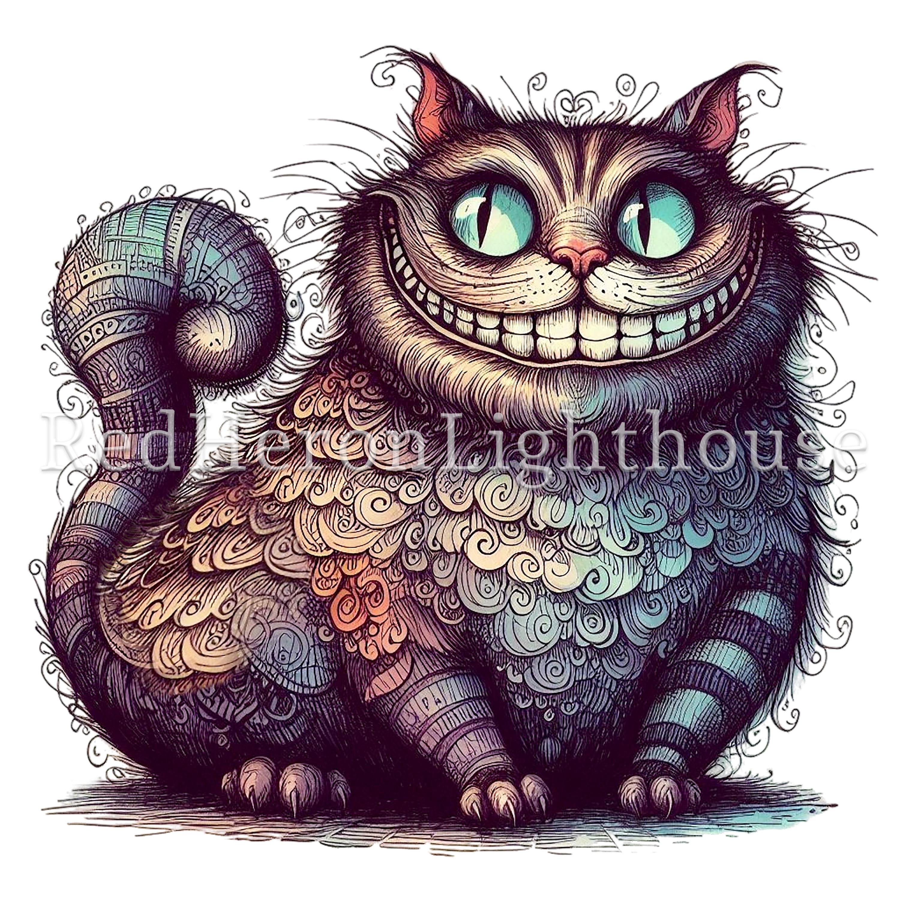 チェシャ猫のクリップアート、高品質PNG/JPG画像12枚、不思議の国の