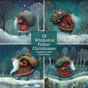 Grillige besneeuwde kerstman clipart, 18 hoge kwaliteit jpg's, aquarel kerstman clipart, kerstkaarten maken, papercraft, dagboek | BR0626-2