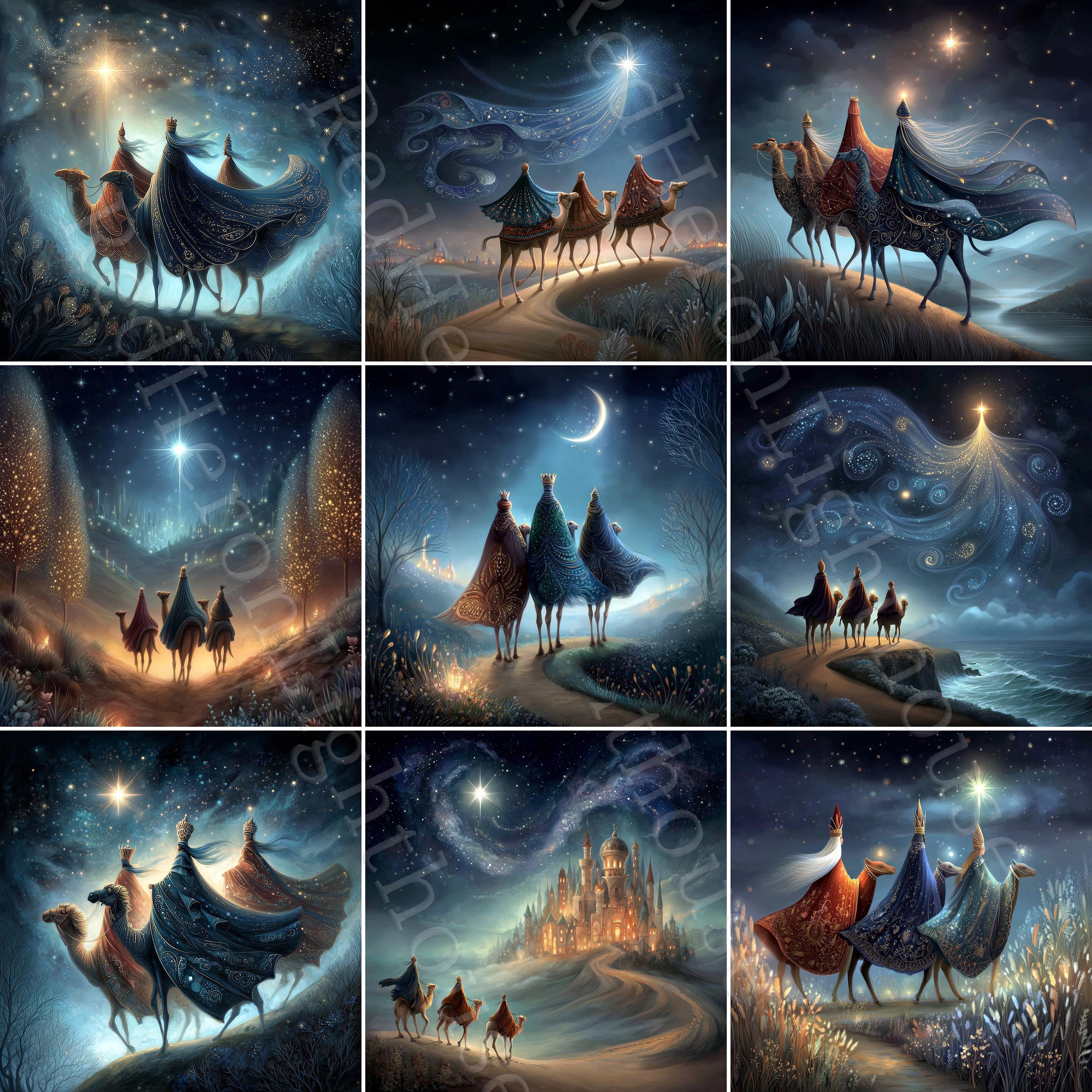 Three Kings Clipart, 18 Enchanted Nativity Watercolour Jpgs Festive ...