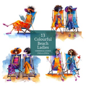 Beach Ladies clipart, 13 hoge kwaliteit png-/jpg-bestanden, aquarel beste vriend clipart, papier/digitale ambacht, journaling, COMMERCIEEL GEBRUIK | BR0624-1