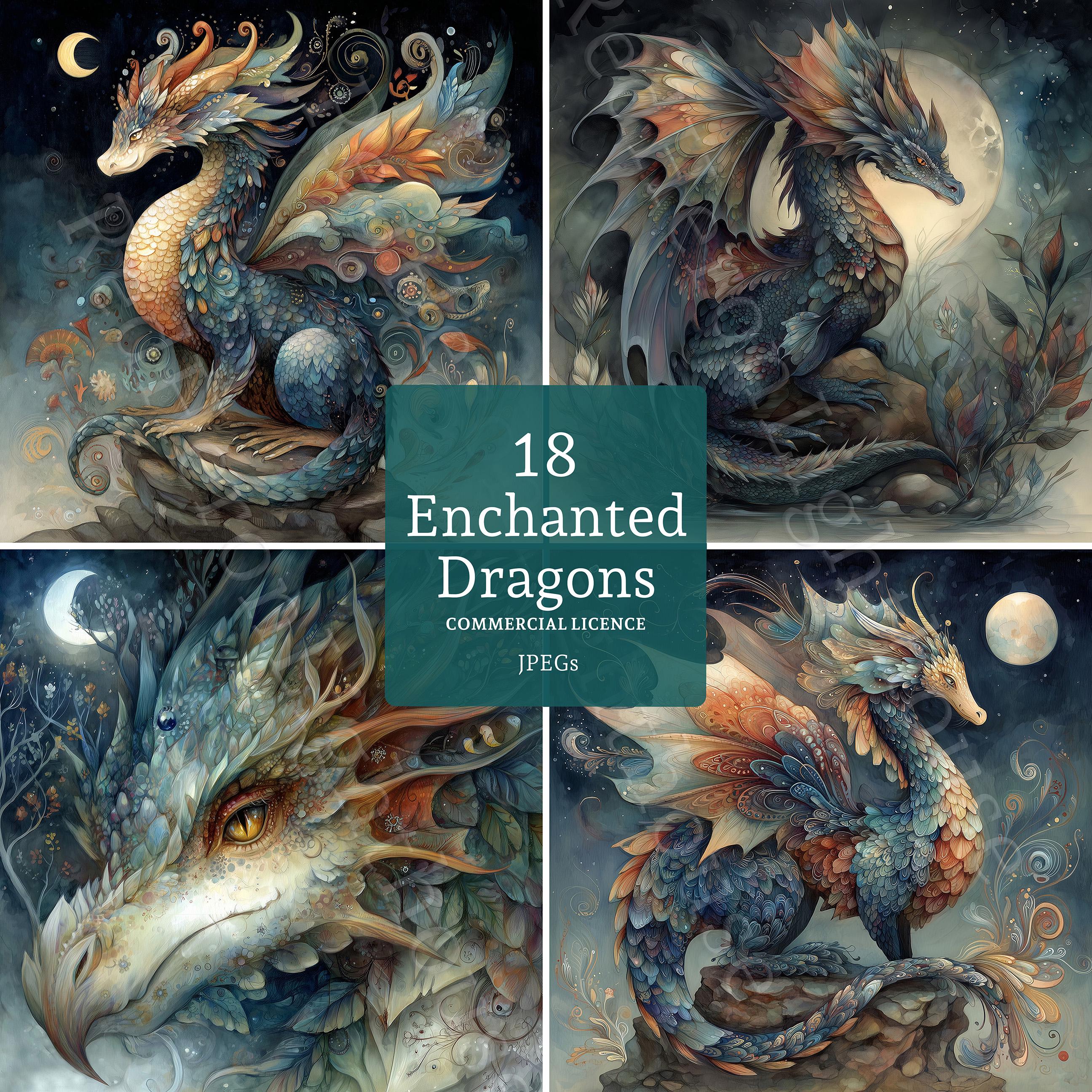 Enchanted Dragon Clipart, 18 High Quality Watercolour Fantasy Animal ...