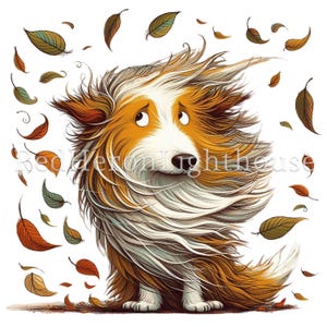 Rough Collie Clipart 20 PNGs/JPGs, Caricature Dog Art, Christmas Pet Images, Funny Animal Clipart COMMERCIAL USE Digital Download | AR1010-2 image 6
